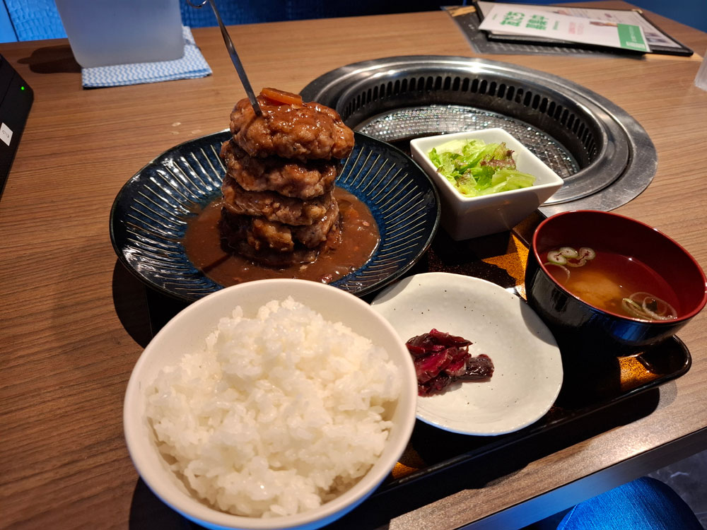 ハンバーグ定食 横からのアングル